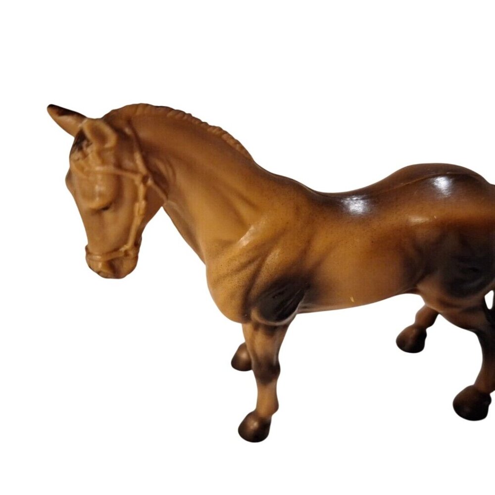 New Ray Hollow Bay Plastic Horse Figure Brown Black Vintage - Picture 2 of 9
